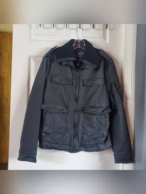 Express Military Utility Jacket Moto Removable Ribbed Collar Y2K Rock Punk Med